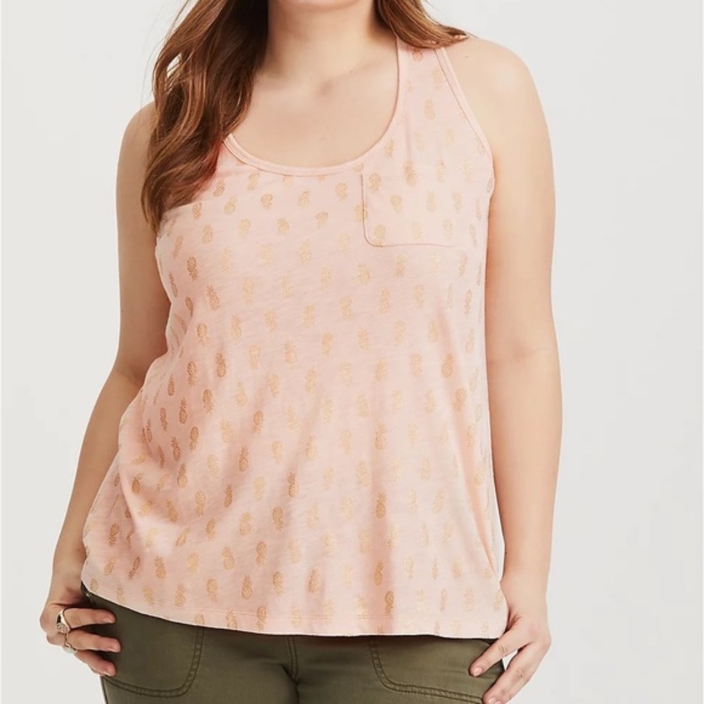 Gold Pineapples with Blush colored Torrid Tank Top